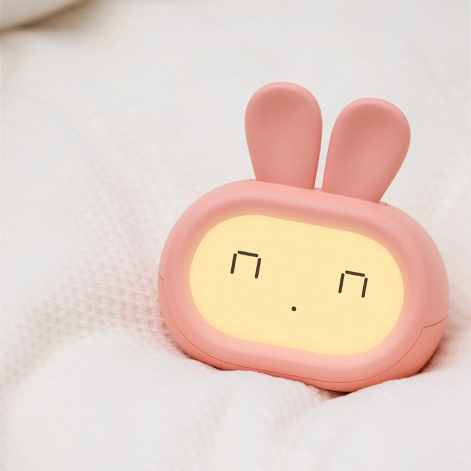 Night Light Rechargeable Countdown 3 Snooze Rabbit Kids Digital Alarm Clock Bunny Bedside Clock for Boys Girls Toddlers Adults