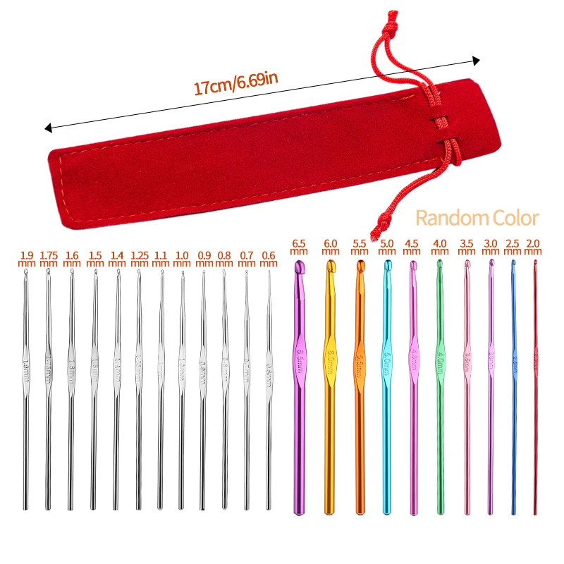 Coloured Aluminium Oxide Single Head Crochet Hook DYI Knitting Tools Aluminium Crochet Sweater