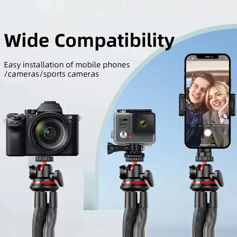 Flexible Tripod with Phone Holder 1/2 Screw for GoPro Smartphone 2in1 Selfie Stick 2026