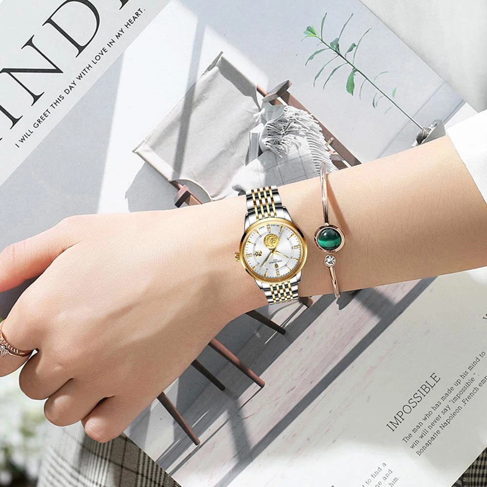 LIGE Women Watch Luxury Brand Fashion Ladies Watch Elegant Gold Steel Wristwatch Casual Female Clock Waterproof Montre Femme New