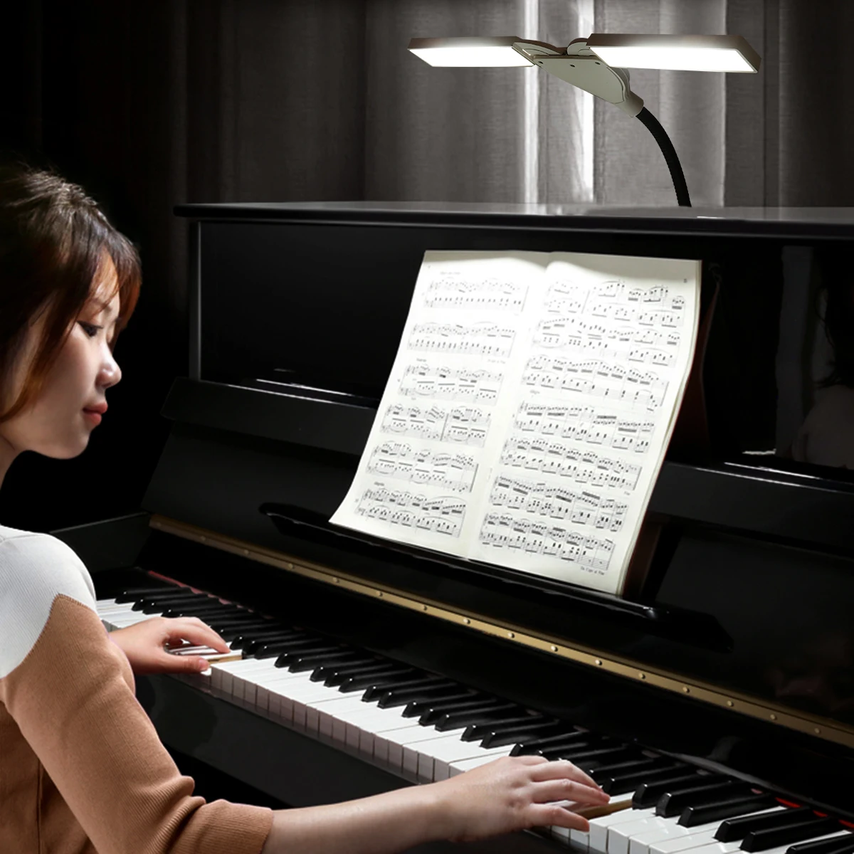 1Pcs Piano Lamp LED Adjustable Touch-on Clip Desk Lamp Dual Power USB Music Score Stand Light Eye Protection