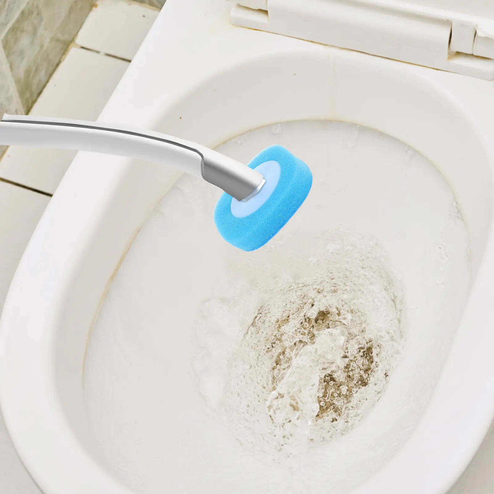 8Pcs Toilet Bowl Scrubber Refill Heads Disposable Sponge Brush Pads Effective Stain Removal Deep Clean Crevices Quick Swap