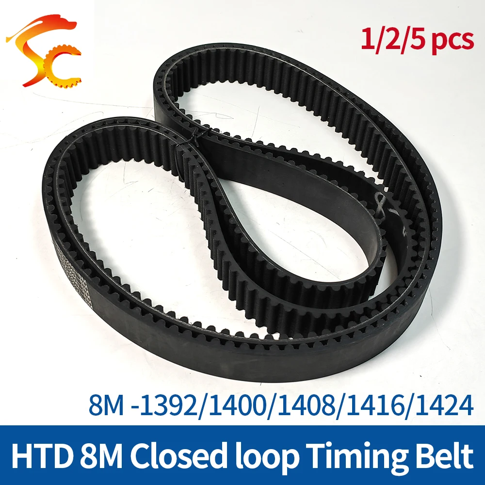 

1/2/5pcs HTD 8M Timing Belt Length 1392/1400/1408/1416/1424 Width 20 25 30 40mm Rubber Closed Loop Synchronous Belt