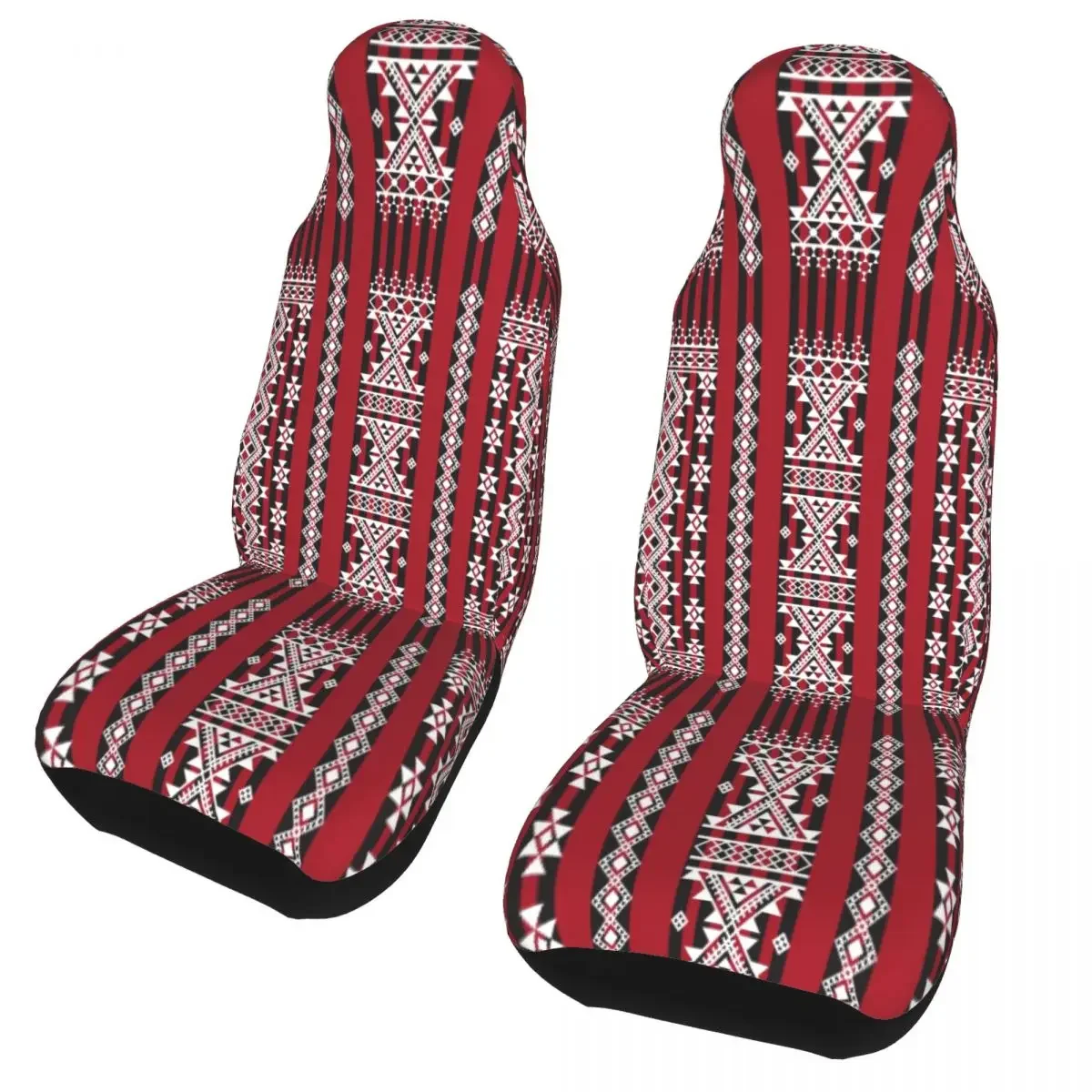 Red Kabyle Carpet 3D Print Pattern Universal Auto Car Seat Covers Universal Fit for SUV Van Geometric Seat Protector Cover 2 PCS