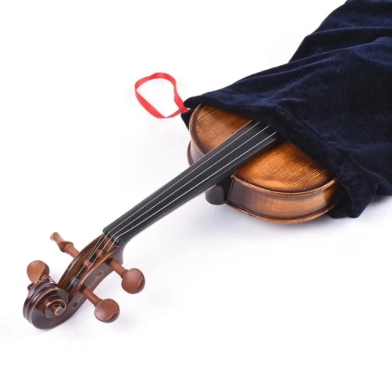 Violin Bag Dust Cover Satin Fabric Protective With Drawstring For 4/4-1/8 Blue Against Duck