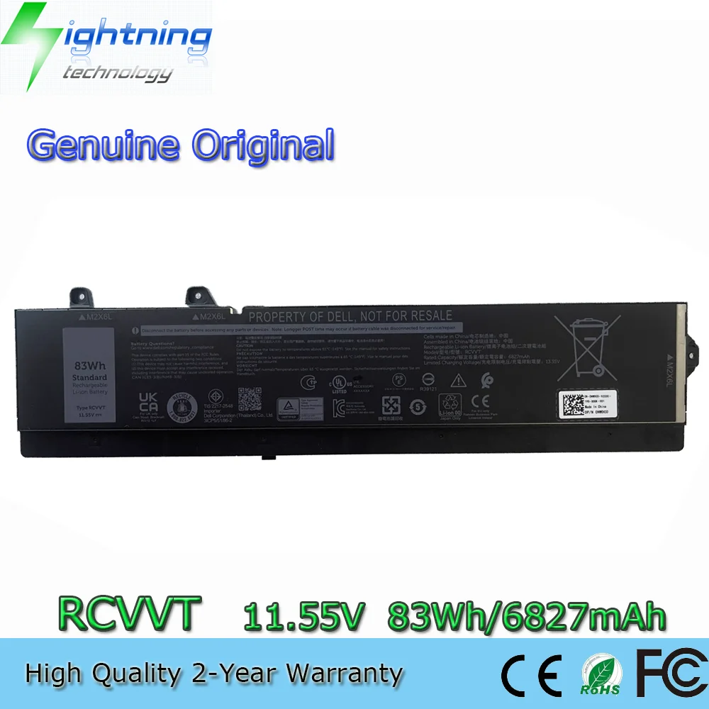 

Новая оригинальная батарея RCVVT 11.55V 83Wh для Dell Precision 7670 7680 7760 7770 Series NWDC0 RCVVT X26RT