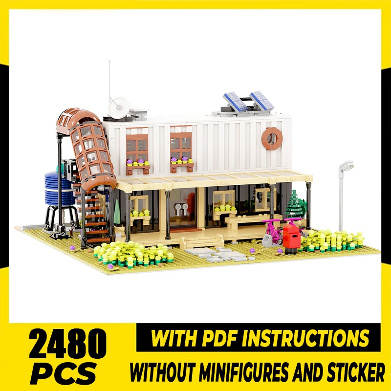 Street View Model Moc Building Blocks  Container House II Model Technology Brick DIY Assembly Construction Toy Holiday Gifts