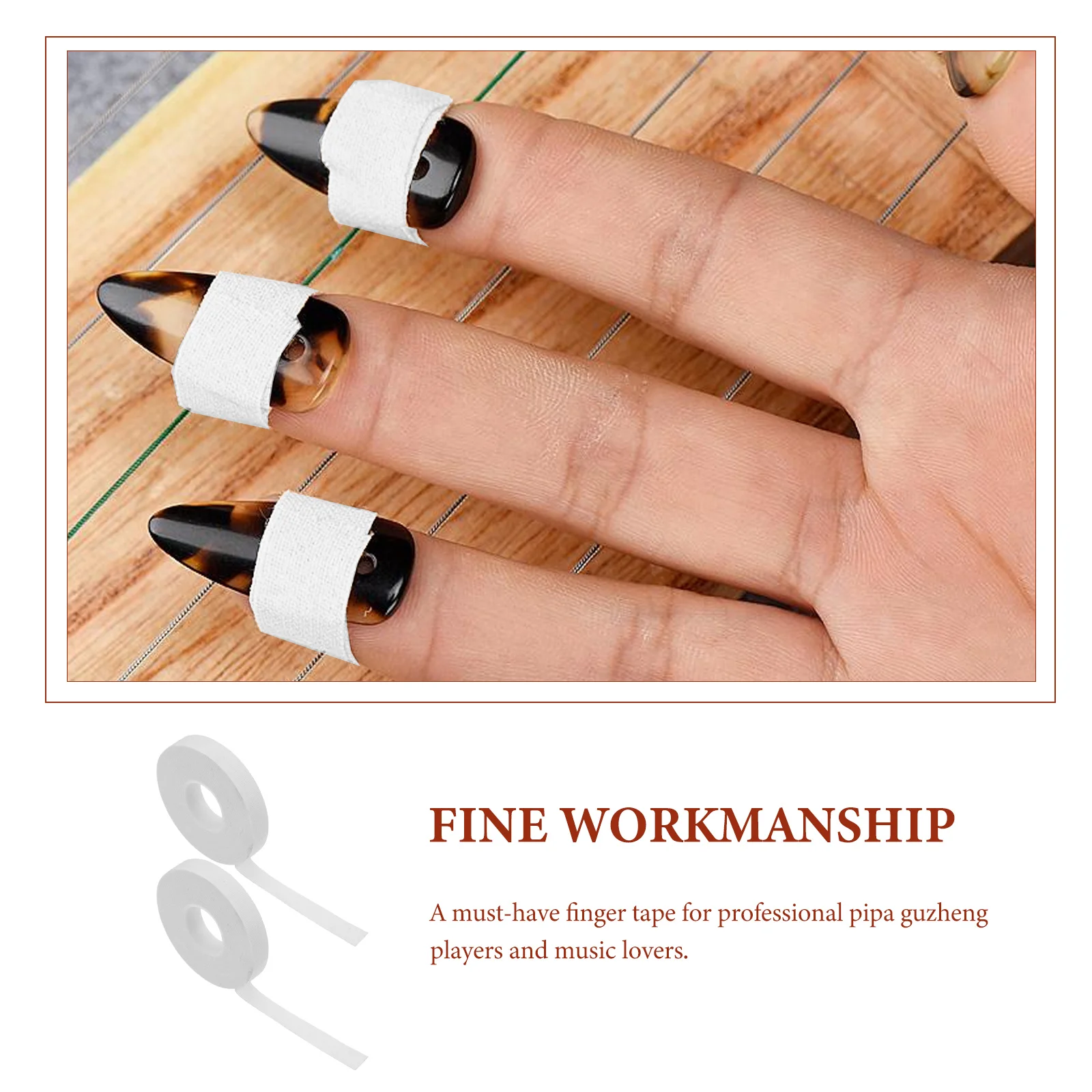 

2 Pcs Duct Tape Guzheng Pipa Finger Tapes Nail Adhesive for White Guhzeng Child
