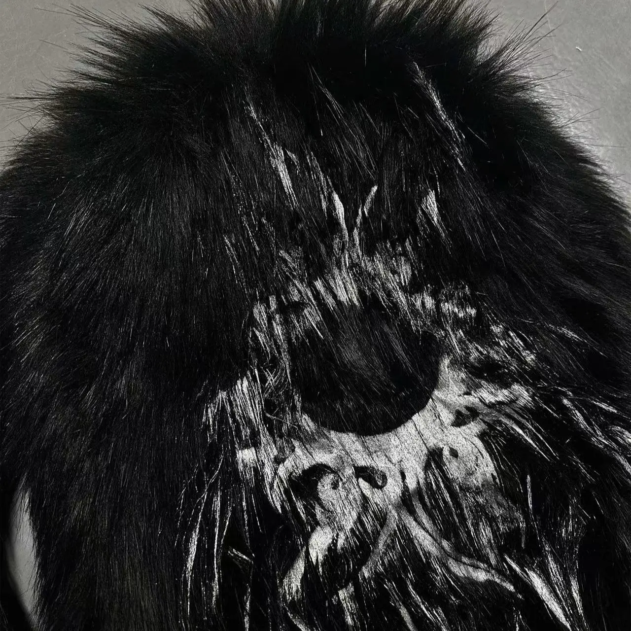 Unisex Black Fur Backpack Large Capacity Winter Fashion Backpacks Imitation Raccoon Print Plush Bag Frurry Hiphop School Bags