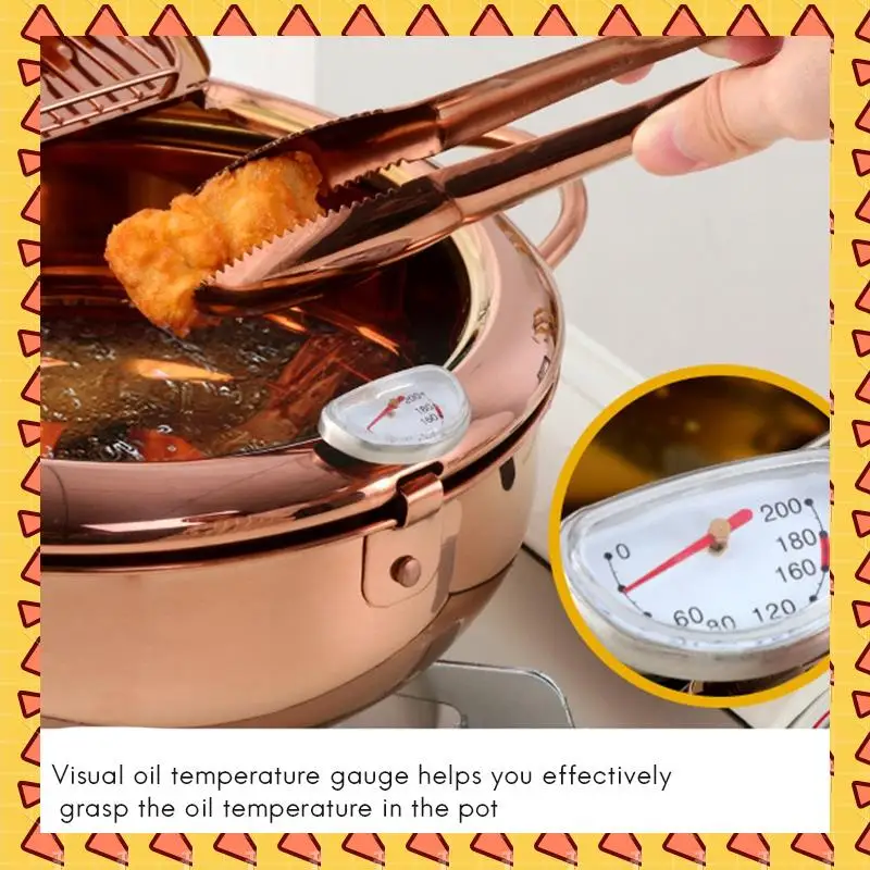 

A008 Stainless Steel Frying Pot With A Thermometer And A Lid Deep Tempura Fryer Pan Skillet Kitchen Tools
