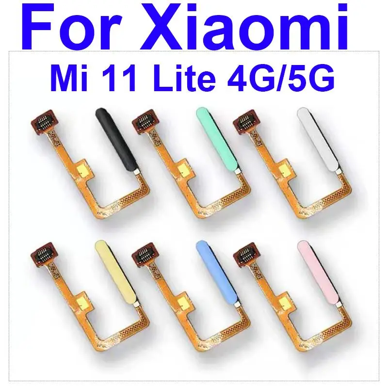 5Pcs/Lot Home Button Fingerprint Touch Id Sensor Flex Cable For Xiaomi Mi 11 Lite Mi11 Lite 4G/5G With Power Button Flex Ribbon