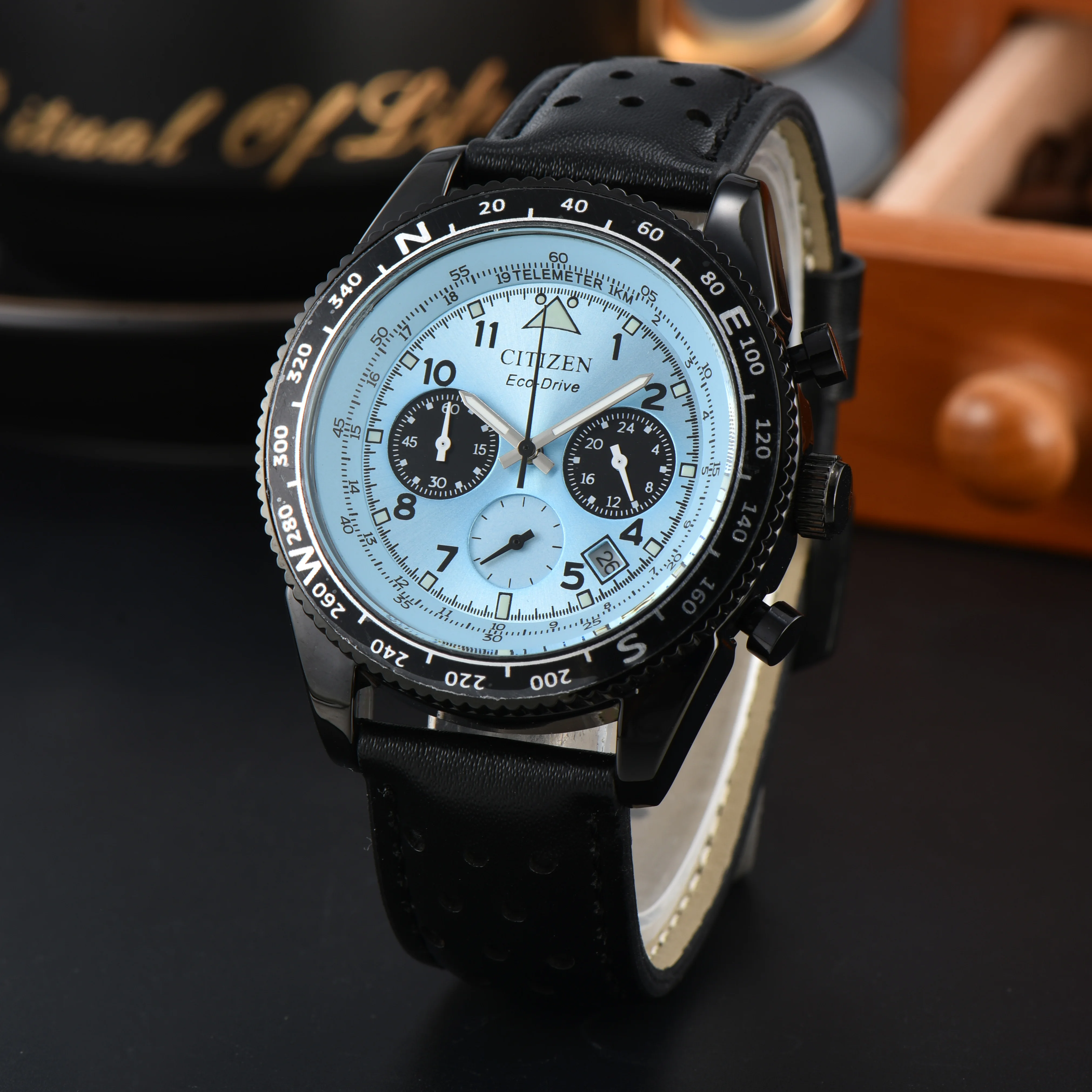 ساعة يد كوارتز من سلسلة Eco للرجال ، ساعة غوص رياضية ، حزام ، ضوء ليلي ، قرص أسود ، مجوهرات