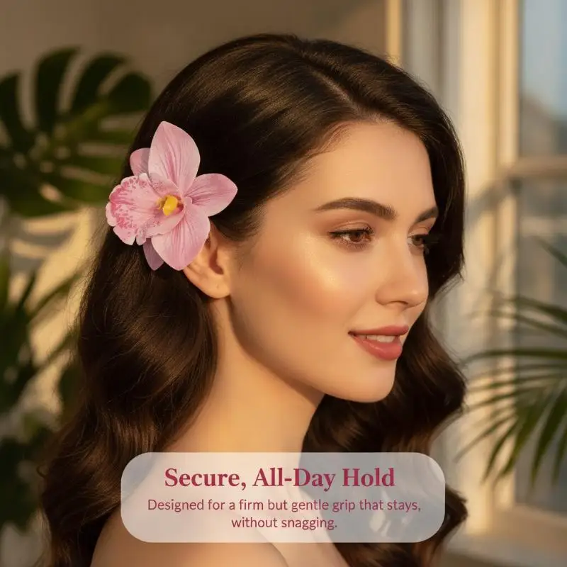 1 Stück Hawaiianische Blumen-Haarspangen für Frauen und Mädchen, Künstliche Blumen-Haarspangen, Haaraccessoires für Urlaub, Strand und Party – Detail 4