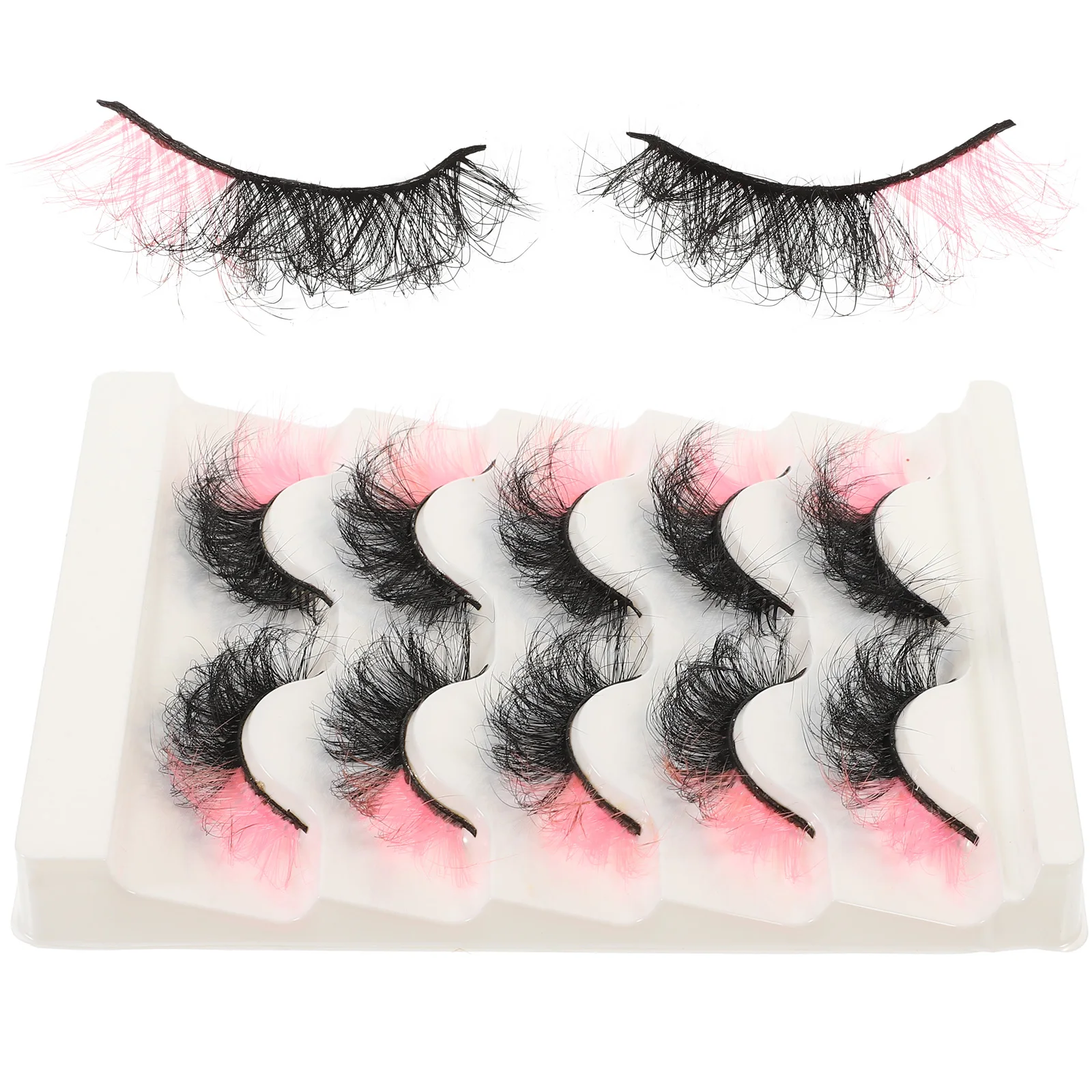 

5 Pairs Fake Eyelashes Strips PP Cotton Reusable Colorful Tips Lashes for Women Daily Night Look Attractive Eyes