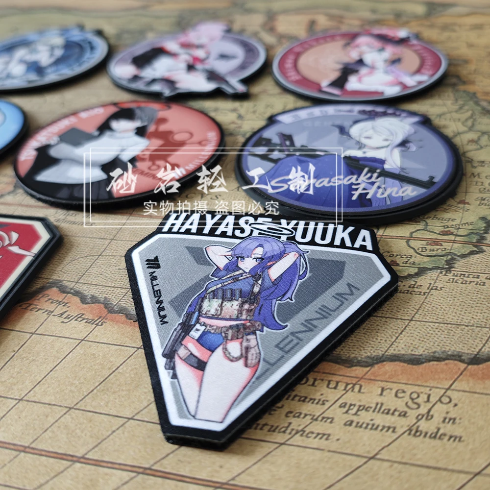 Two-dimensional Game Blue Archives Hook&Loop Patchs for Clothing Morale Badge Hina Yuka Noah Amy Morale Badges on Backpack