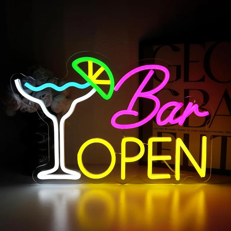 

Bar Open Sign for Business, Neon Open Sign, USB Dimmable Cocktails Neon Lights for Beer Bar Coffee Cafe Home Pub Man Cave Stores