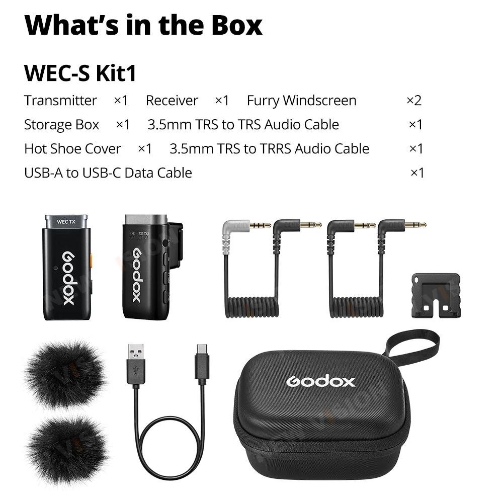 GODOX 2,4 GHz WEC-S Drahtloses Mikrofonsystem für Sony-Kameras, maximale 200 m Verlustreichweite für Interviews, Live-Prämien, Filmen