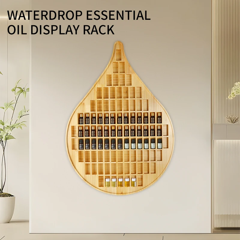 Essential oil bottle display rack Ledge water drop storage solid wood pine rack