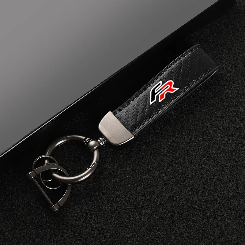 Leather car keychain Horseshoe Buckle Jewelry for Seat FR leon mk3 mk2 5f lbiza  with logo car accessories