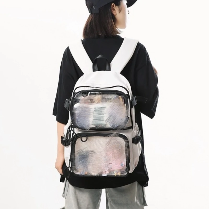 

2Pcs Anime Itabag Set Detachable Dual Use Backpack & Shoulder Bag DIY Clear PVC Pocket Large Capacity School Bag for Anime Fans