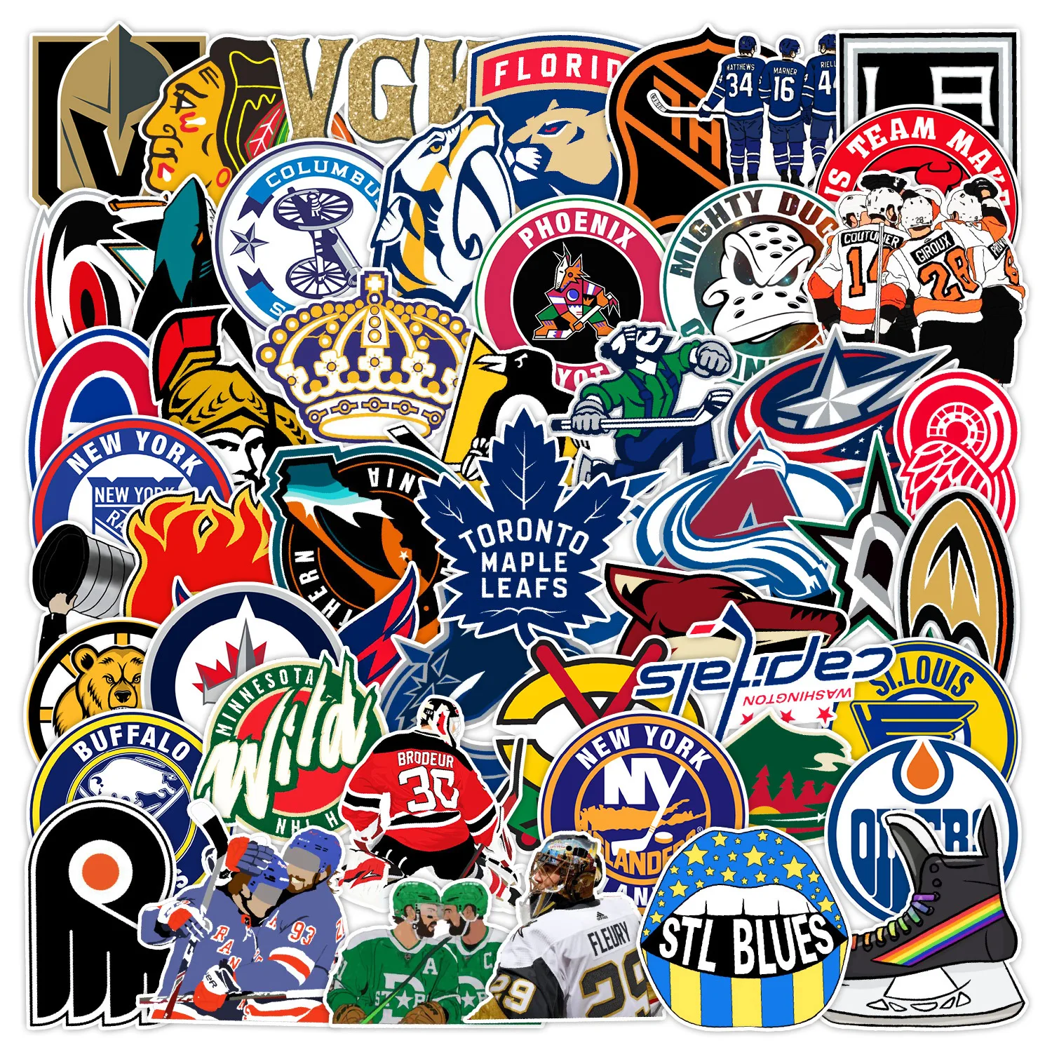10/50Pcs Ice Hockey Bandi Ball Ice Hockey Logo Sports Graffiti Luggage Mobile Phone Case Decoration Waterproof Stickers Kids Toy