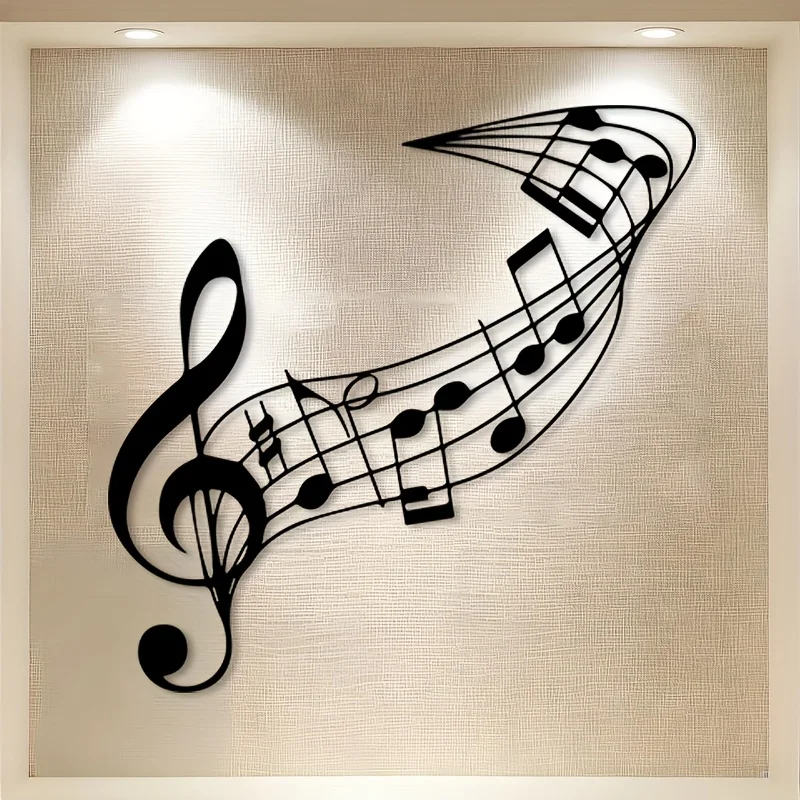 Brand Musical Note Wall Sculpture Iron Metal Treble Clef Quarter Notes Studio Living Room Art Decor Gift For Musicians