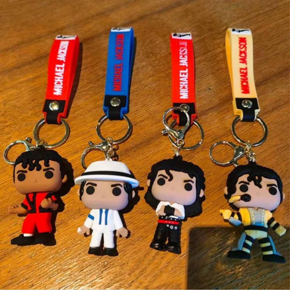 Michael&Jacksons Keychains Music Idol Doll Machine Bag Charms Accessories Pendants Handbag Decoration Party Gifts Fans Souvenir