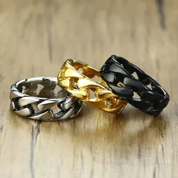 Vnox Dropshipping Stylish Fixed Link Chain Ring for Men High Quality Stainless Steel Male Bands Unique Gift for Him