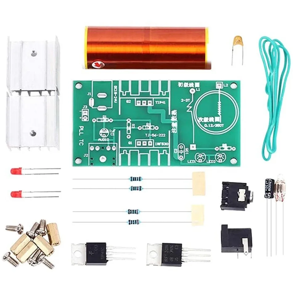 DIY Mini Tesla Coil DIY Electronic Kit DC 15-24V 15W Tesla Music Coil Plasma Speaker Fun Kits Arc Plasma Magical Scientific Toy