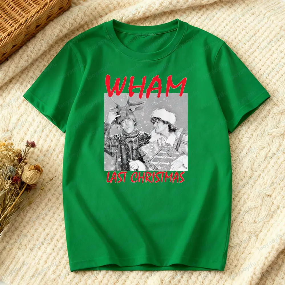 WHAM آخر عيد الميلاد التي شيرت السنة الجديدة وعيد الميلاد المحملة هدية مثالية رائعة الرجال النساء ريترو القمم 90s 80s عيد الميلاد خمر الشارع الشهير