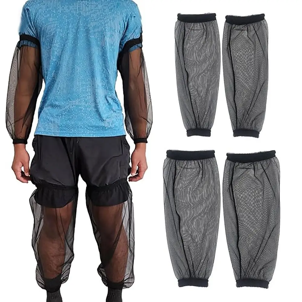 新しい通気性蚊アームスリーブメッシュ軽量レッグスリーブ脚蚊帳キャンプ