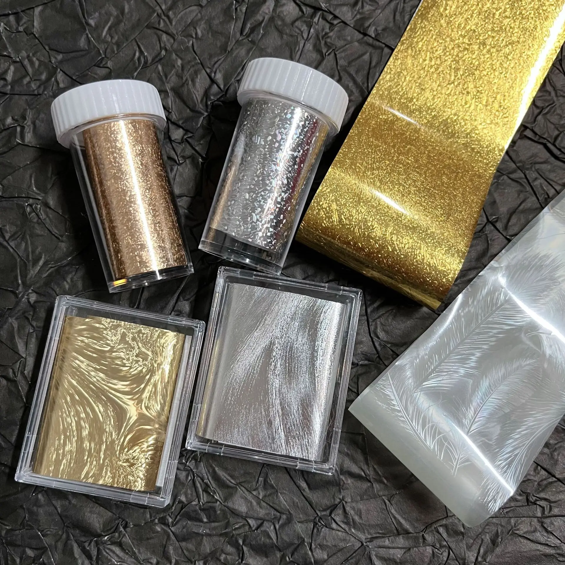 ฟอยล์ตกแต่งเล็บลายโลหะ 50 ซม. 1 ชิ้น สำหรับกระดาษทรานเฟอร์ลายกุหลาบทอง สติ๊กเกอร์ติดผิว ฟอยล์หุ้มเล็บ ตกแต่งเล็บ