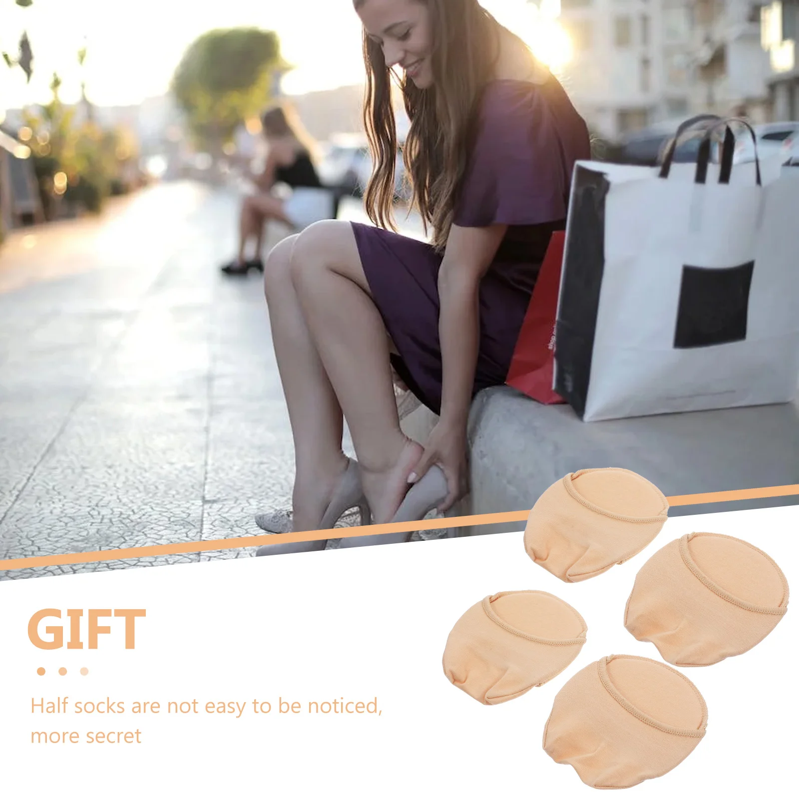 2 คู่ Forefoot Pad รองเท้าส้นสูงบุรุษรองเท้าแตะที่มองไม่เห็น Cushion Toe Topper ถุงเท้าไม่มีรอยต่อครึ่งโยคะ Liner