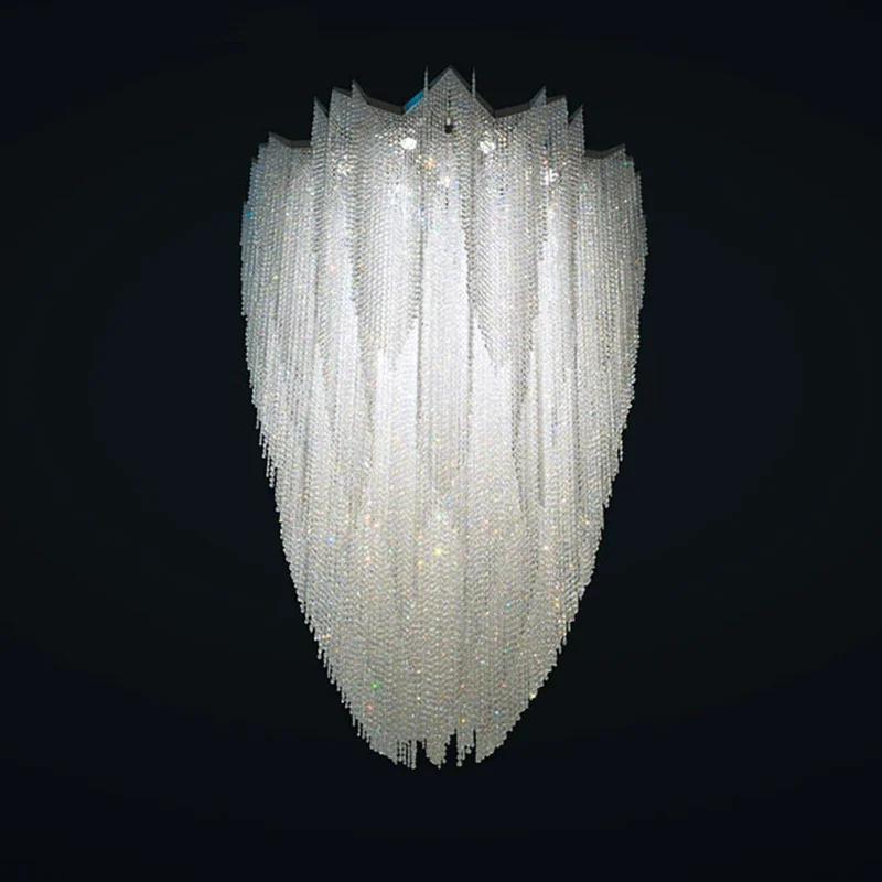 Modern LED ceiling tassel chandelier with crystal lustre, suitable for living room, hotel lobby decoration, height adjustable