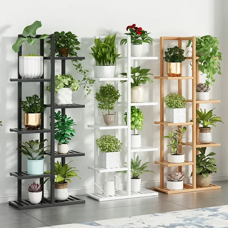 Bamboo Flower Shelf Rack 6/7 Pot Vertical Display Indoor/Outdoor Plant Stand Home Garden Corner Shelving Ladder Plant