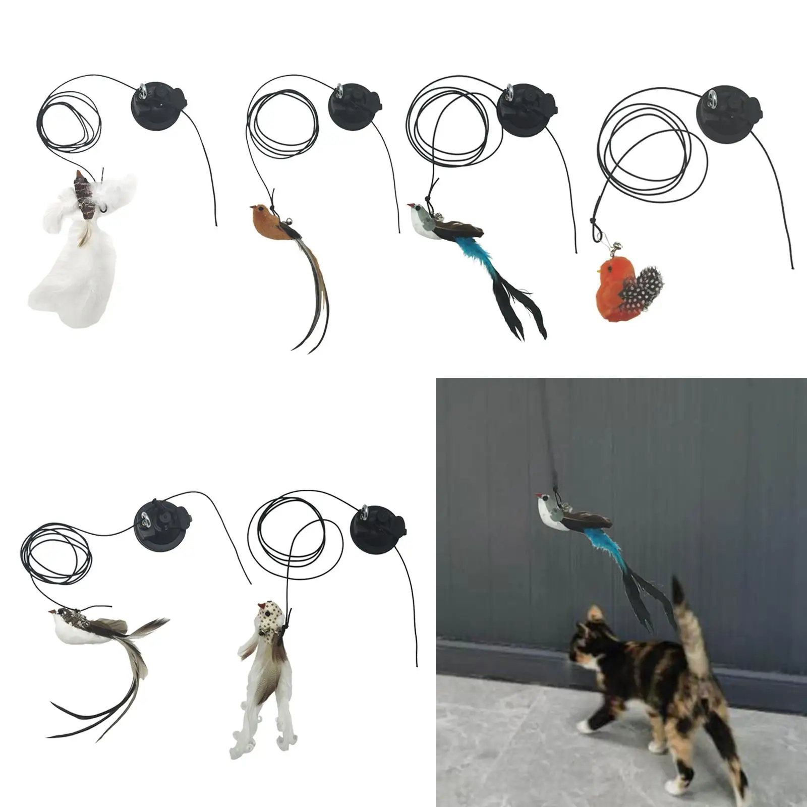 ของเล่นแมว Interactive Teaser Rod ถ้วยดูดที่มีประสิทธิภาพสําหรับลูกแมว Chase