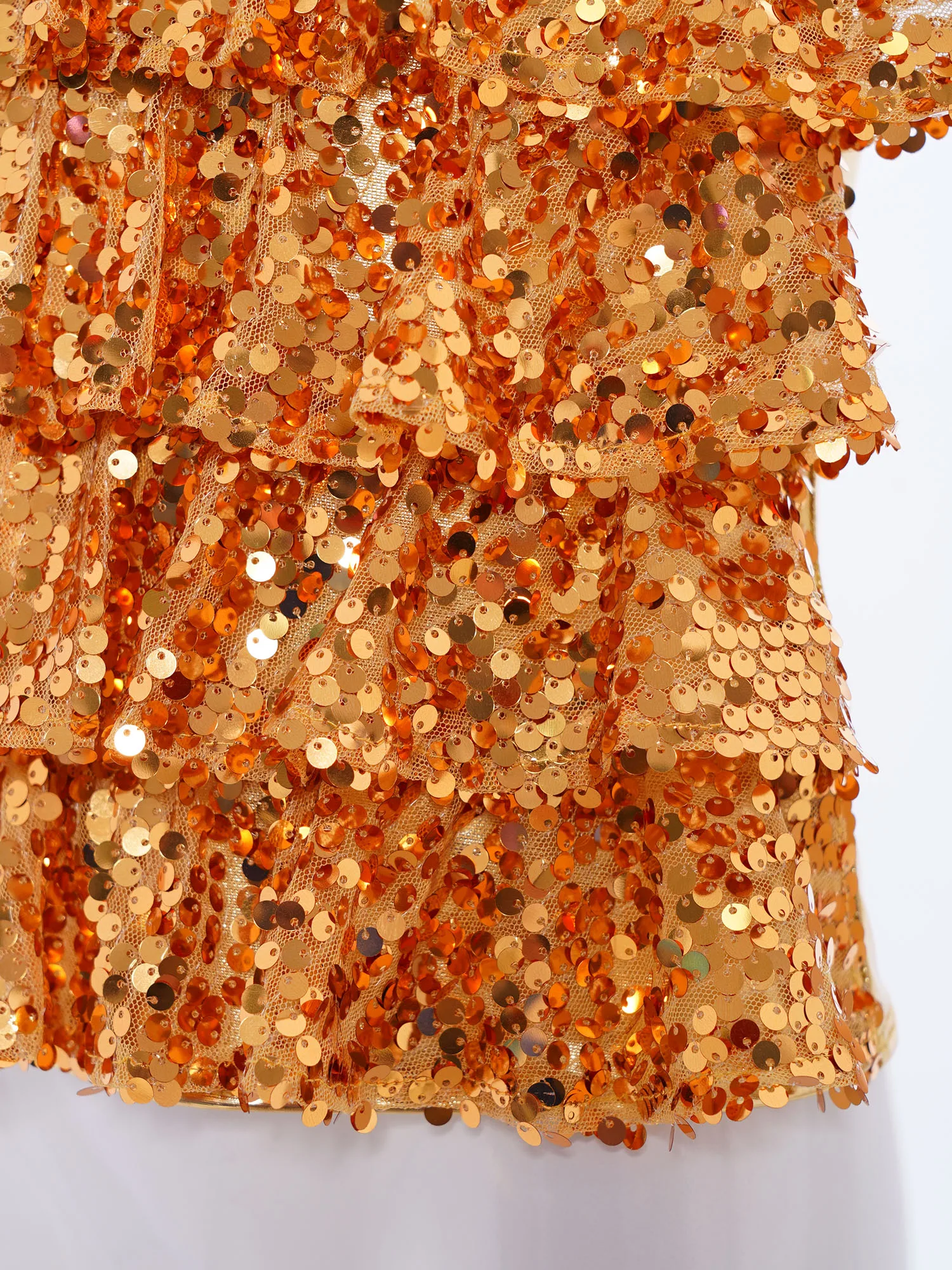 

Kids Girls Metallic Shiny Sequins Tiered Jazz Modern Dance Top 70s Disco Party Show Dance Costume Short Sleeve Back Cut Shirts