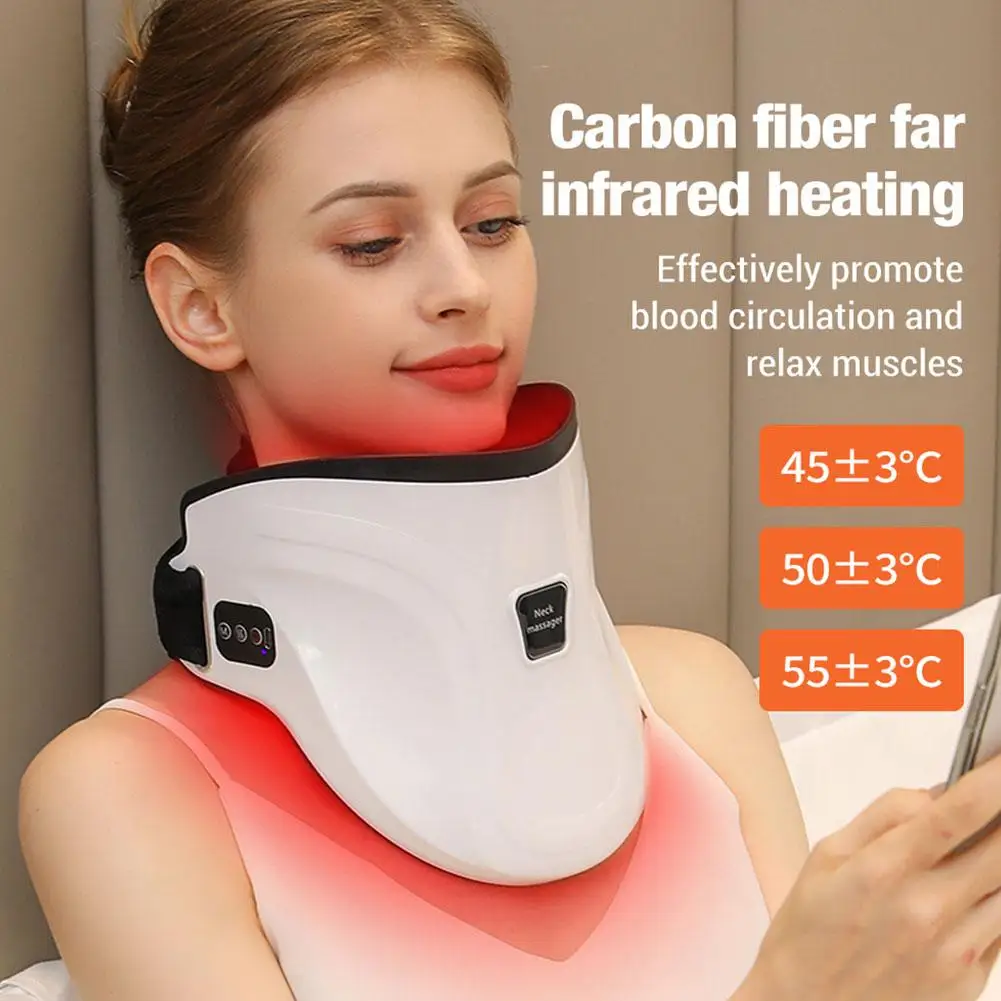 

White Neck Massager Smart Electric Hot Compress Neck Traction Device Neck Curve Restorer Stretcher For Muscle Relieve Verte Z7P7