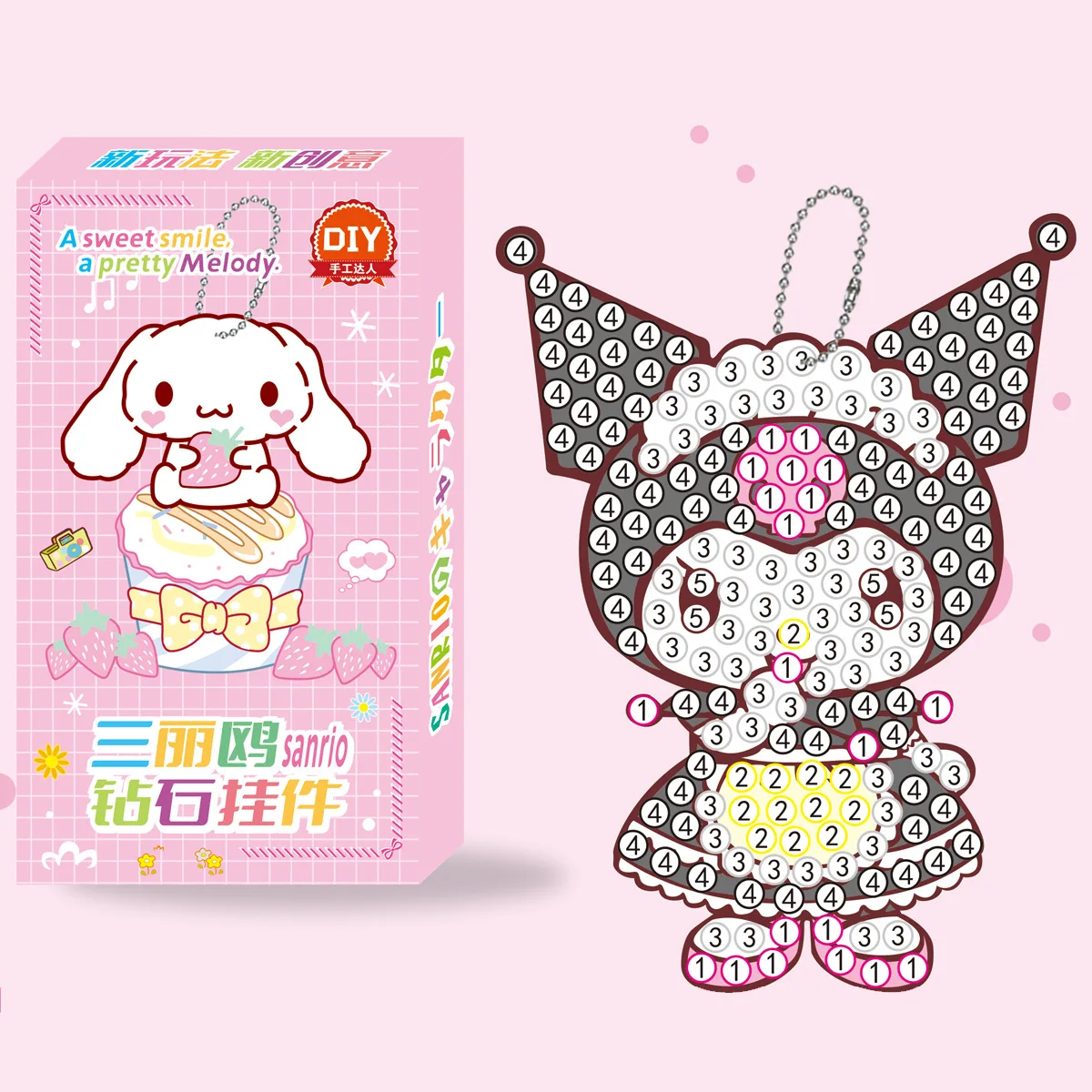 Sanrio Diamond Painting Kits Hello Kitty Cinnamoroll Keychains Diy Paint Arts Crafts Party Favors for Kids Girls Beginner Gift