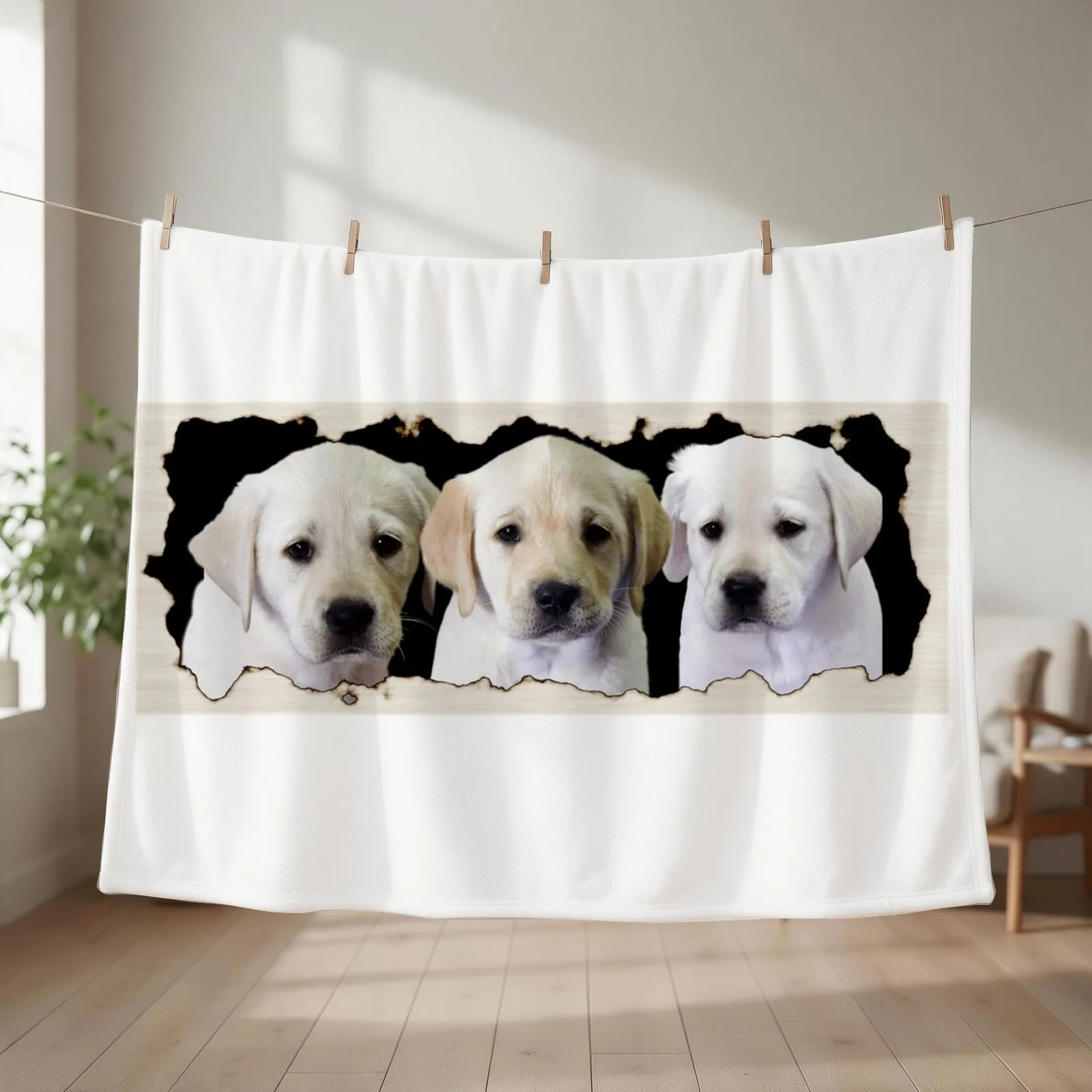 Three Little Labs Throw Blanket couch cozy soft plush fuzzy picnic outdoor blanket