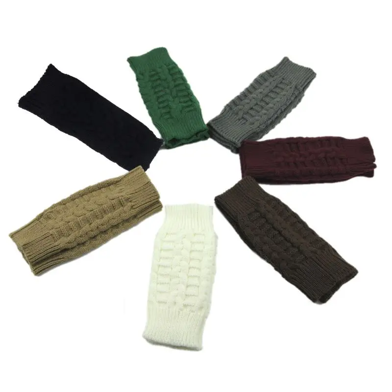 สุภาพสตรี Mitten ฤดูหนาว Unisex แขนอุ่นข้อศอกยาว Fingerless ถักถุงมือ Drop Shipping