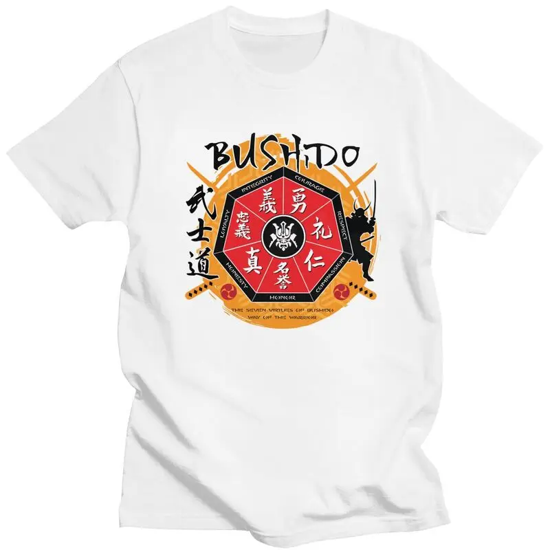 Custom Bushido Code Japanese Samurai Warrior T Shirts Men 100% Cotton Tee Tops Katana Ninja Tshirts Short-Sleeve Casual T-shirt