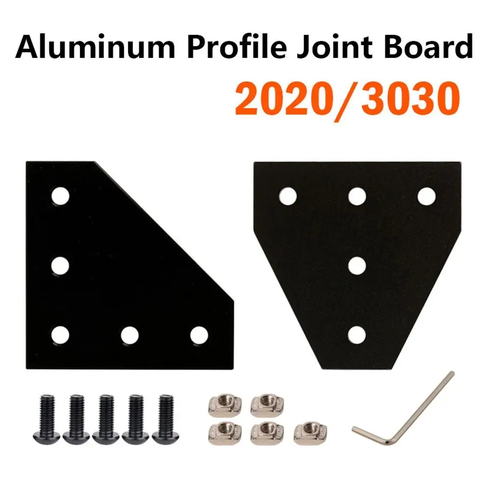 1Pcs 5 Hole Aluminum Profile Joint Board 90 Degree Black Silver Corner Angle Bracket Aluminum Alloy Oxidized Painted