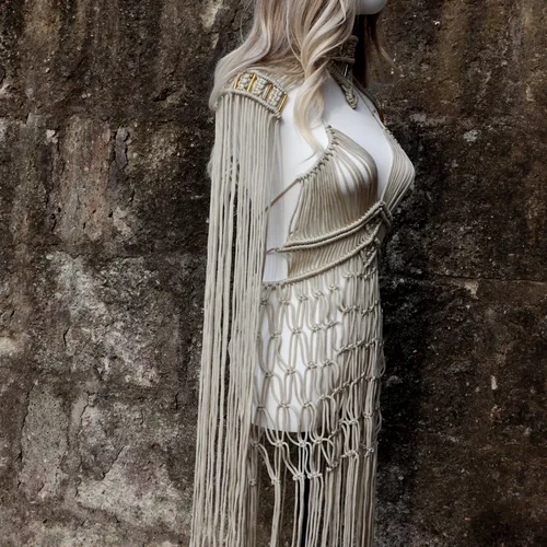 Imagen 2 del producto Conjunto de 2 piezas de ganchillo hecho a mano para mujer, traje de baño elegante con borlas, ahuecado, para vacaciones de verano, 2024