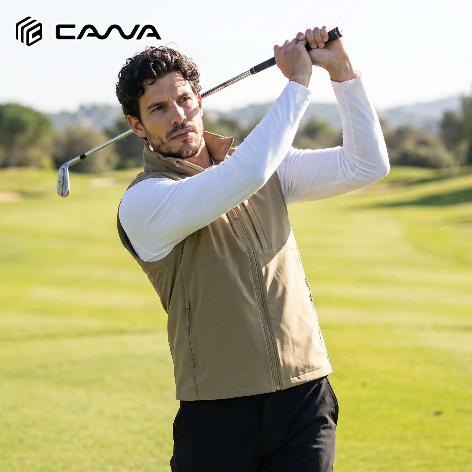 Men's Softshell Vest Windproof Fleece Lined Sleeveless Jacket Lightweight Outdoor Golf Hiking Vest with Pockets