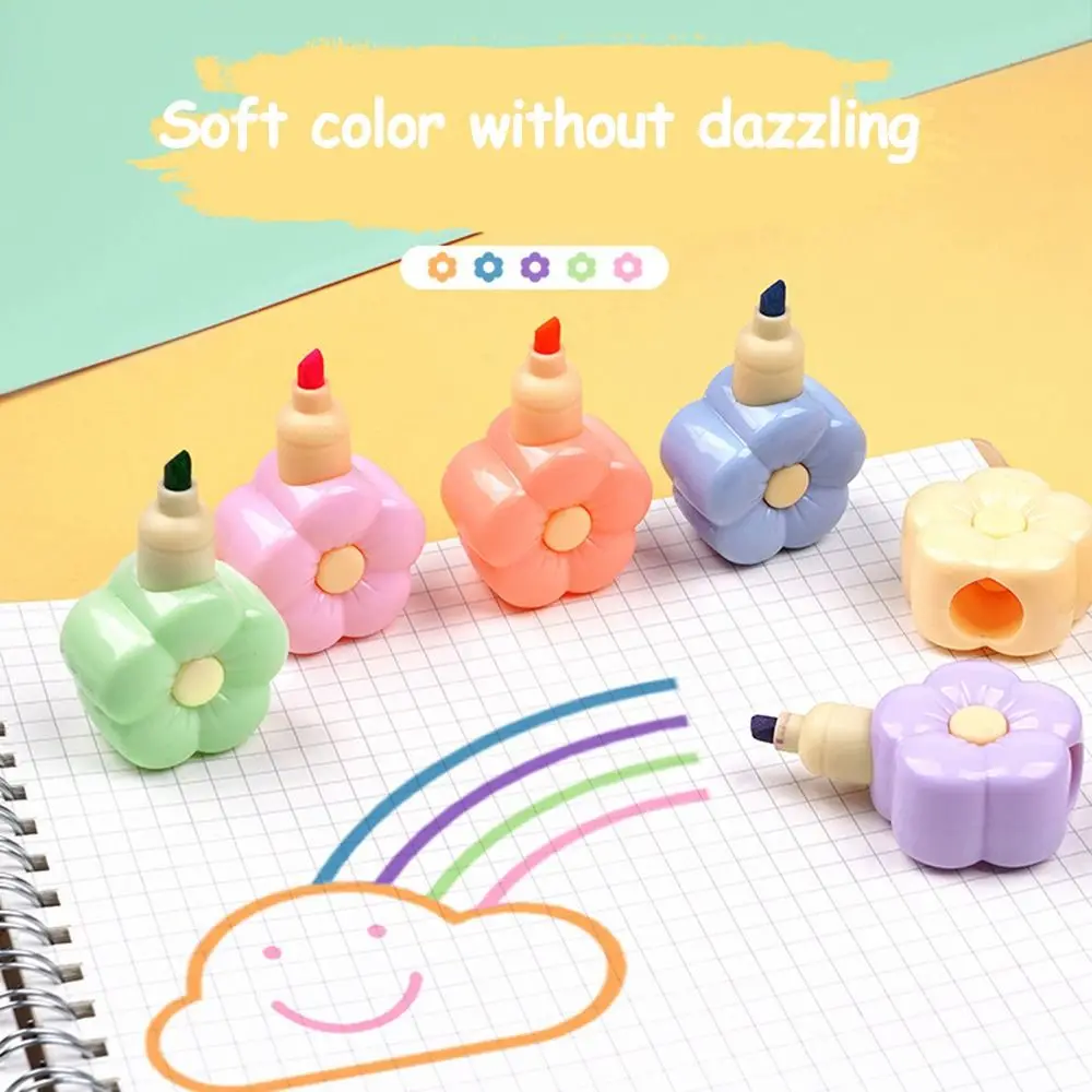 5Colors/Box Cat Claw Little Bear Heart Shape Set Highlighter Cute Kids Stationery Line Color Marker Pen School Office Supplies