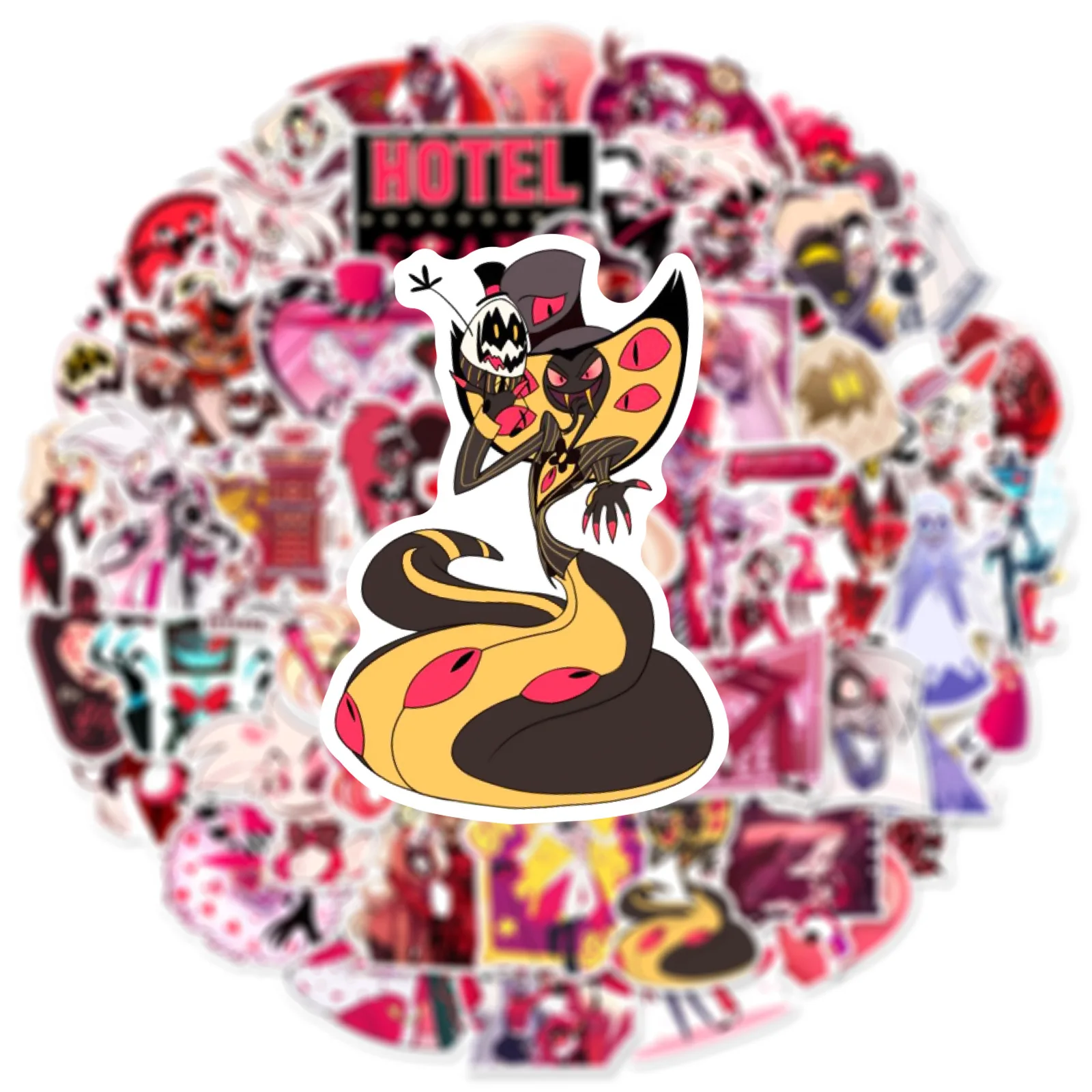 

10/50PCS Anime Hazbin Hotel Cute Fun Cartoon Doodle Creative Decorative Sticker Decal Kids Toy DIY Scooter Helmet Luggage