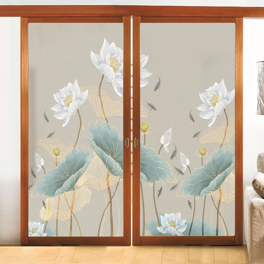 

Chinese Wind Window Frosted Glass Sticker Privacy Non-glue Static Electricity Sliding Door Bathroom Toilet Window Paper Film