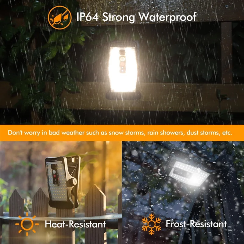 AT02-Solar Motion Lights Clip On Outdoor Waterproof With 800LM, 3 Color Temperature, USB & Remote Control, 2 Pack Solar Light