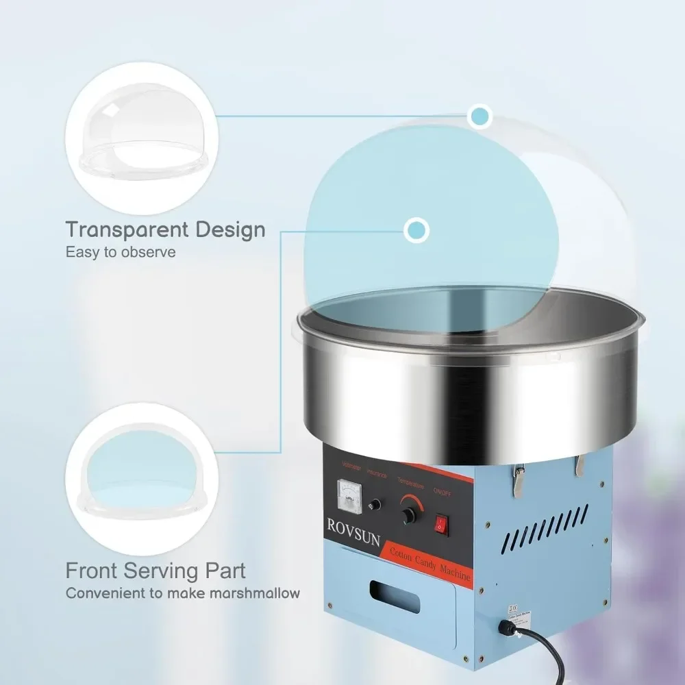 Máquina de algodón de azúcar de 21 pulgadas, máquina comercial eléctrica para hacer algodón de azúcar, máquina para hacer algodón de azúcar, acero inoxidable